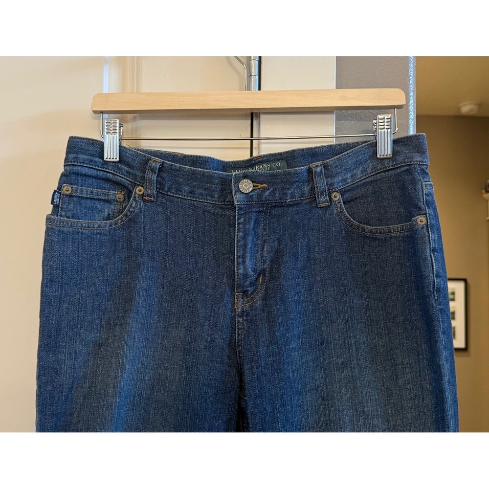 Lauren Jeans Co. Ralph Lauren Wmns Petite 10P Bootcut Denim Classic Blue Jeans - Picture 2 of 9